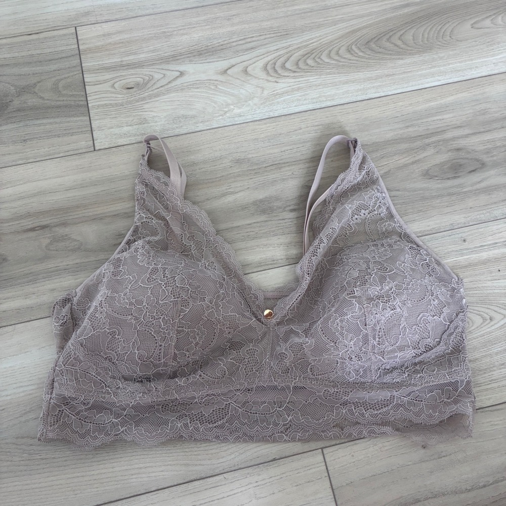 Pearl‎ by Venus Mauve Floral Lace Bralette XXL Wireless Padded Longline Bra
